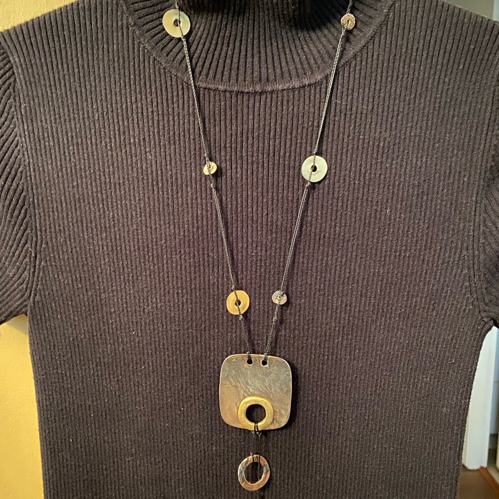 Elegant Black, Silver and Gold Necklace